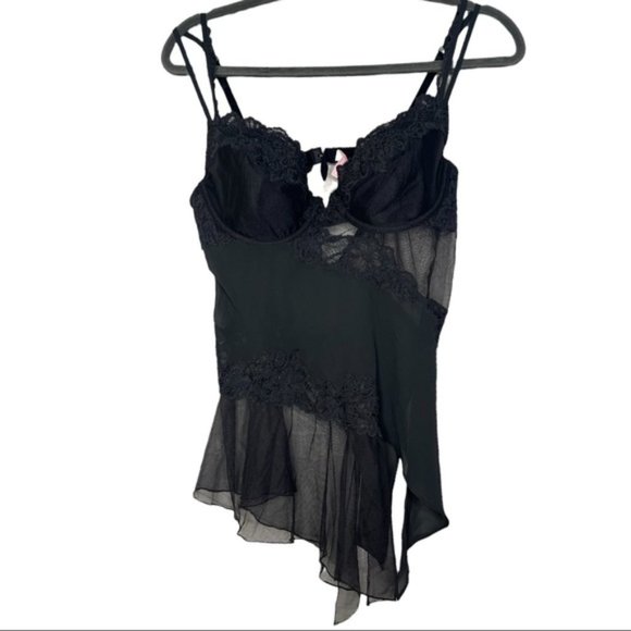 Vintage Victoria’s secret’s silk black sheer slip top Y2K - Picture 1 of 3